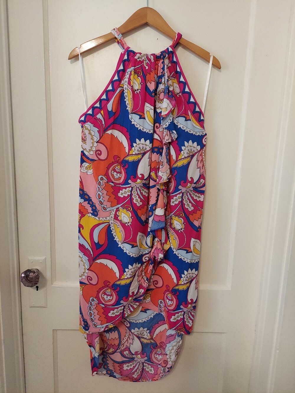 Trina Turk Sevilla halter cover-up dress Womens Small Asymmetric Beach Resort